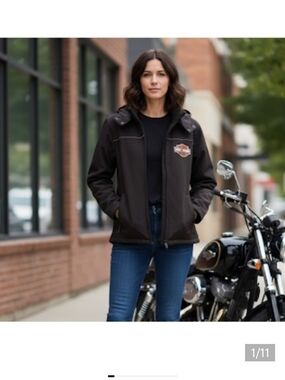 Harley-Davidson Black Hooded Bomber Jacket with Logo Patch